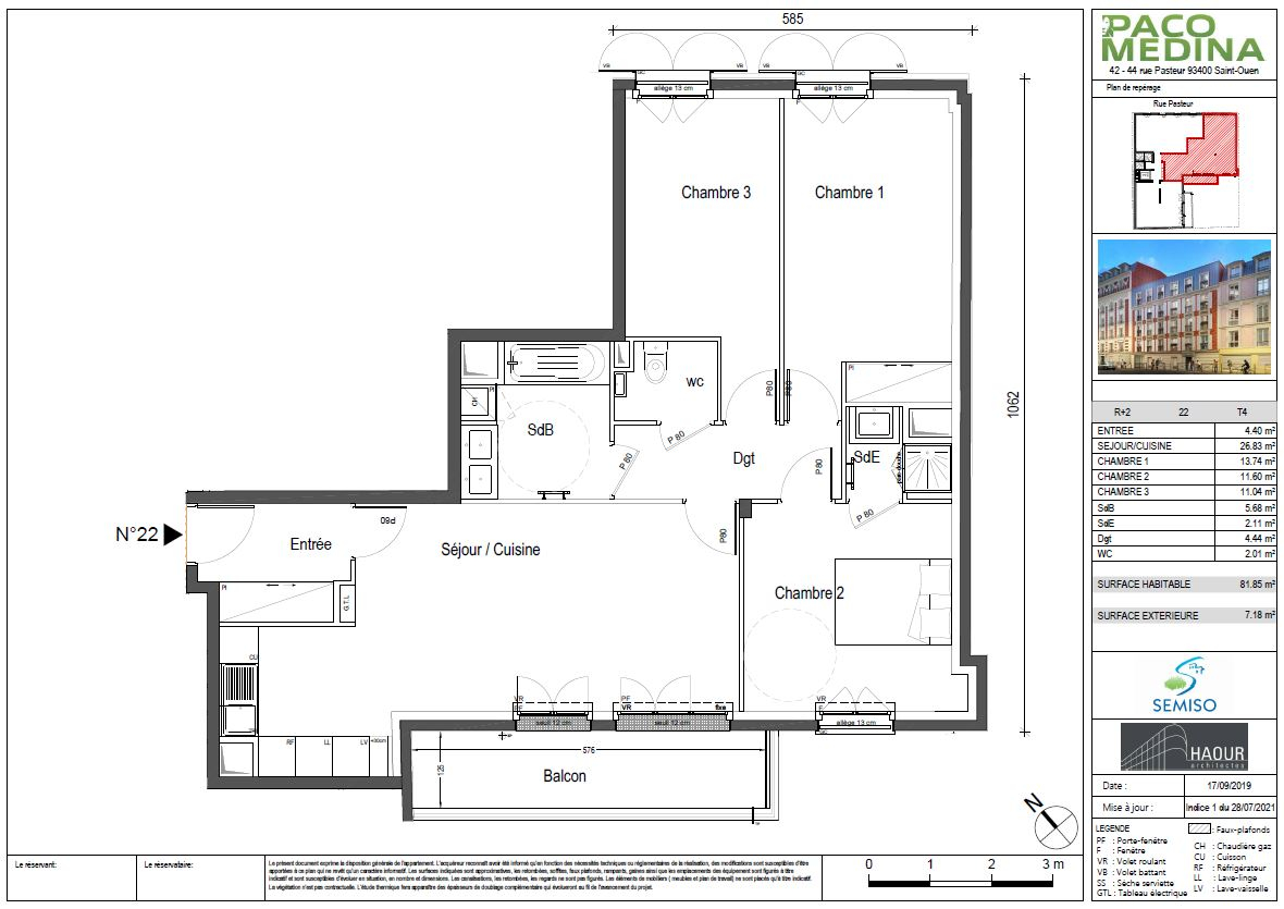 Appartement Saint Ouen Sur Seine 4 pièce(s)